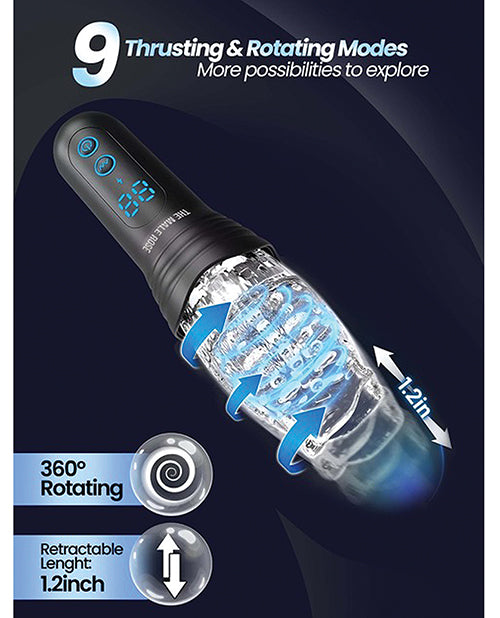 The Male Rose Pro Rechargeable Thrusting Rotating Masturbator - Black/Clear