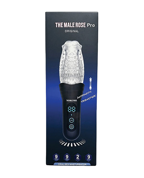 The Male Rose Pro Rechargeable Thrusting Rotating Masturbator - Black/Clear