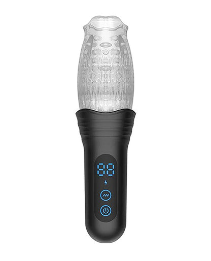The Male Rose Pro Rechargeable Thrusting Rotating Masturbator - Black/Clear